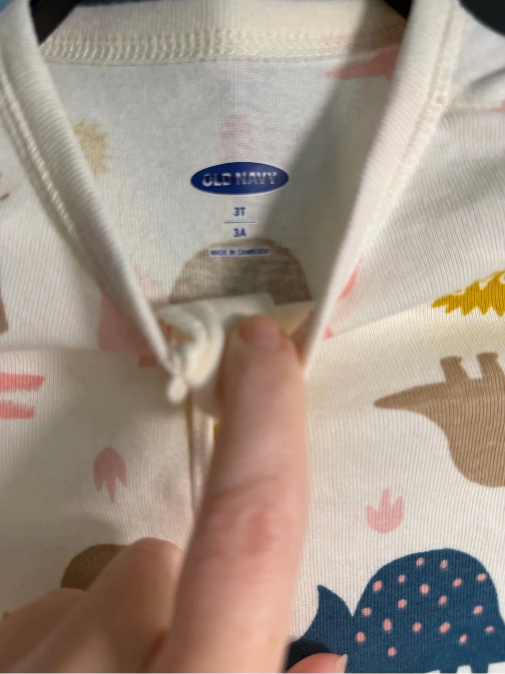 Old Navy 3T Pink Dinosaur Roar Zip One Piece Pajamas